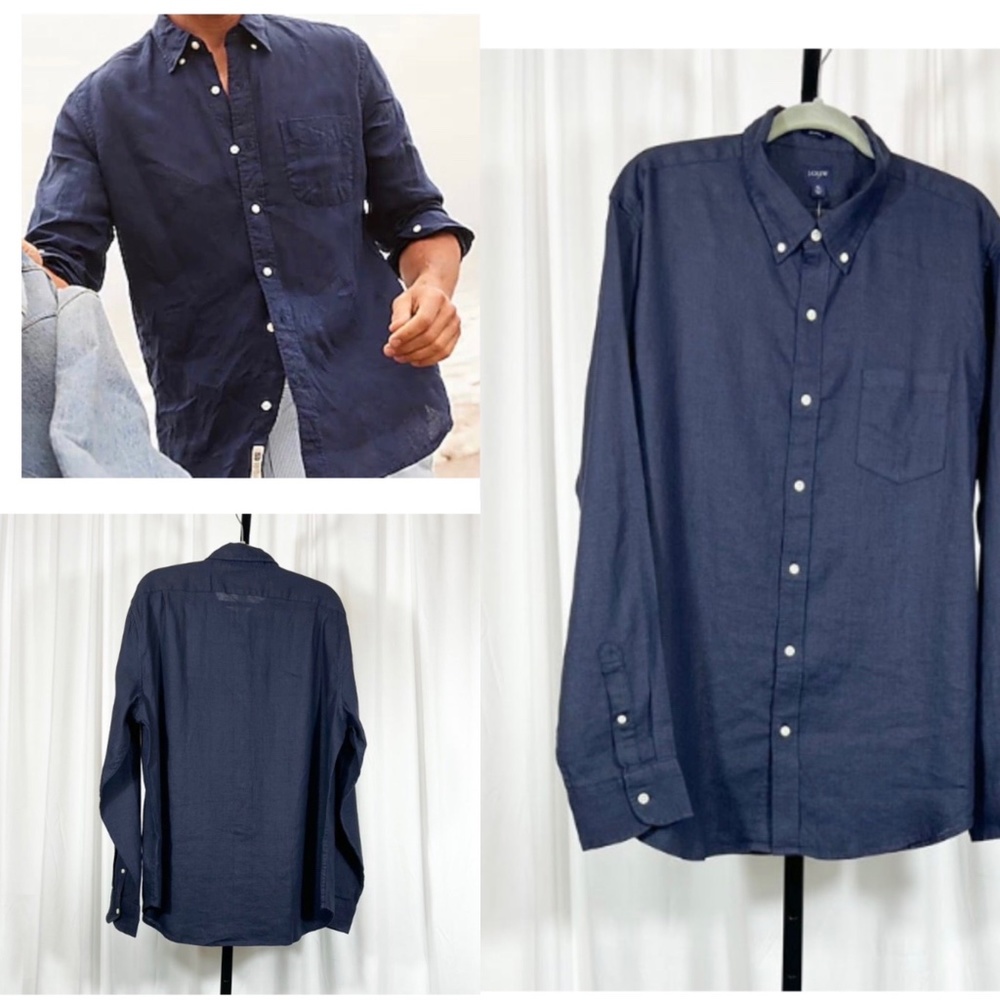J.Crew NWT Sz XL Classic Deep Harbor Linen Cotton Button Down Shirt